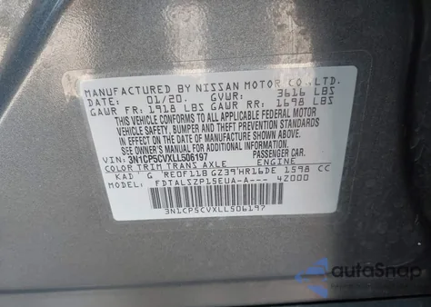 2020 Nissan Kicks Sv Xtronic Cvt from USA, damaged, VIN 3N1CP5CVXLL506197